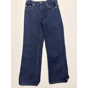 Club Monaco Straight Jeans Womens 25 Blue Dark Wash High Rise Relaxed 25x30